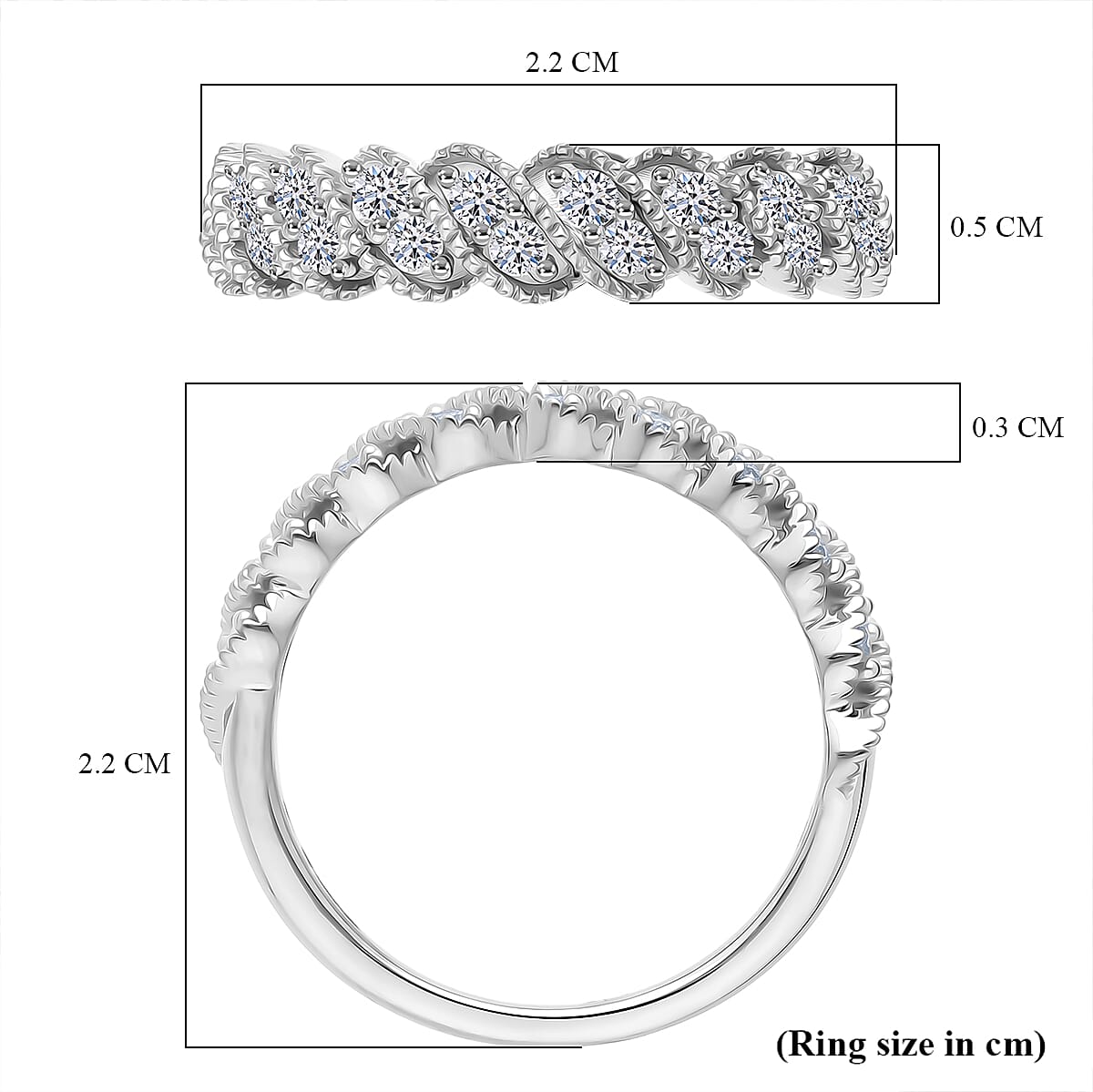 Luxuriant Lab Grown Diamond (SI-GH) Ring in Rhodium Overlay Sterling Silver 0.52 Ct.