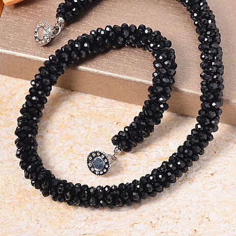 Black Crystal Necklace (Size - 20) With Austrian Crystal Embellished