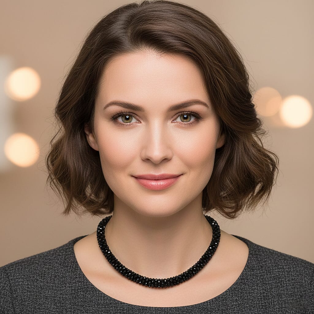 White Crystal Necklace (Size 20) in Gold Tone