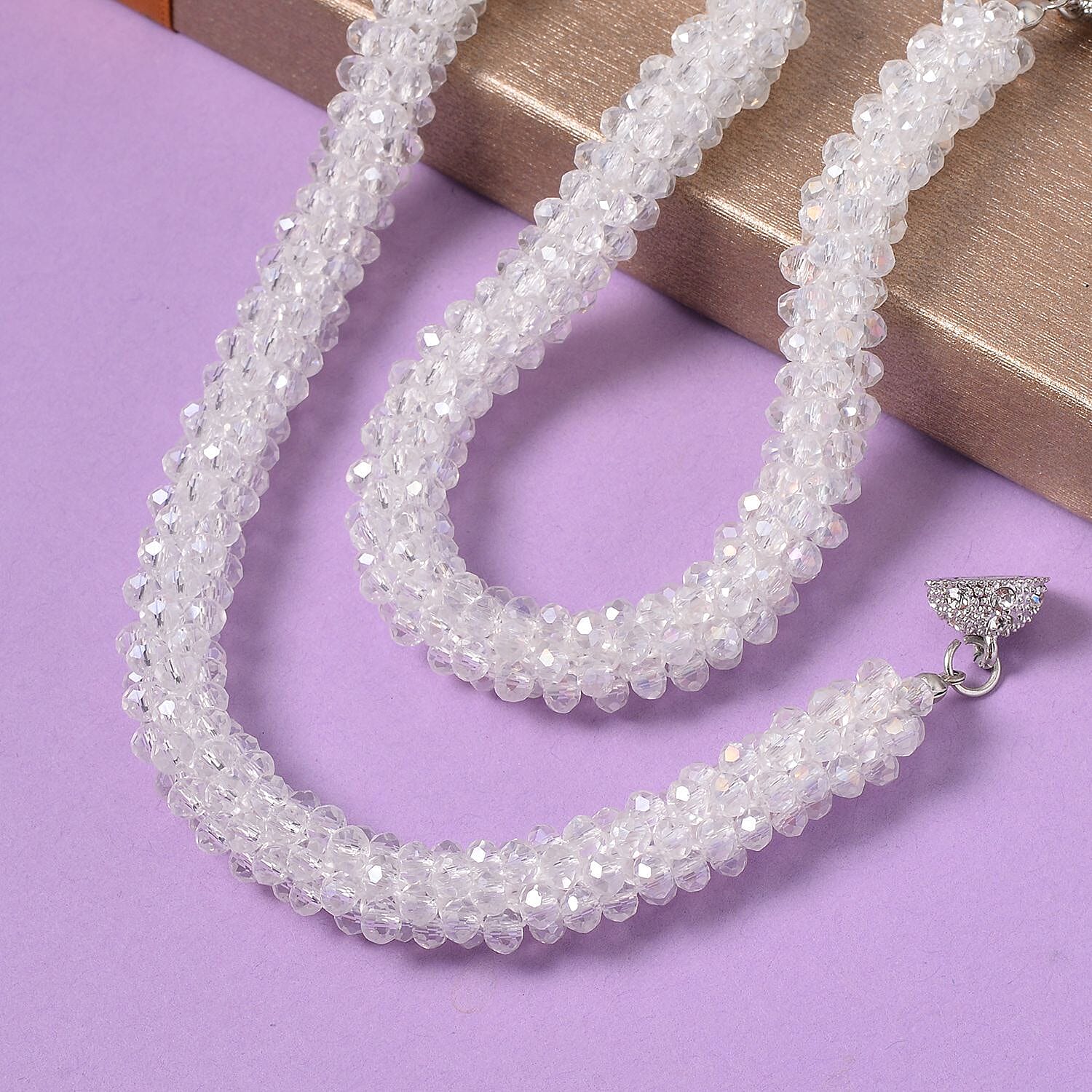 White Crystal Fancy Necklace (Size - 20)  0.020  Ct.
