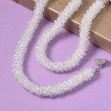 White Crystal Necklace (Size - 20) With Austrian Crystal Embellished Magnetic Clasp