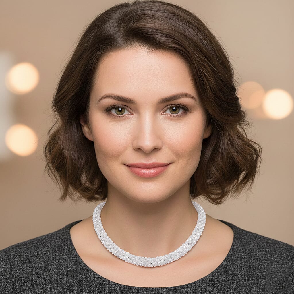 White Crystal Fancy Necklace (Size - 20)  0.020  Ct.