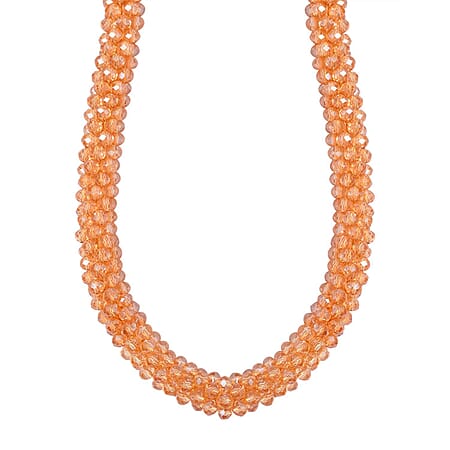 Orange Crystal Necklace (Size - 20) With Austrian Crystal Embellished Magnetic Clasp