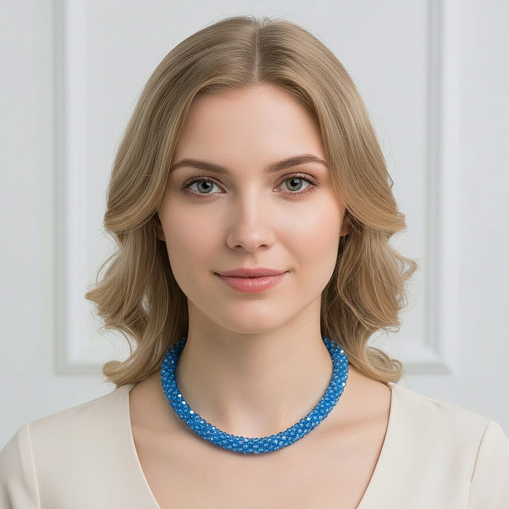 White Crystal Fancy Necklace (Size - 20)  0.020  Ct.