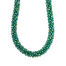 Green Crystal Necklace (Size - 20) With Austrian Crystal Embellished Magnetic Clasp