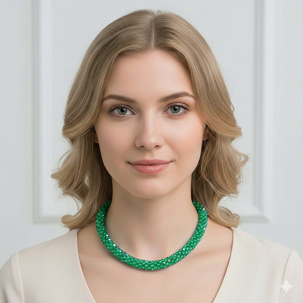 White Crystal Fancy Necklace (Size - 20)  0.020  Ct.