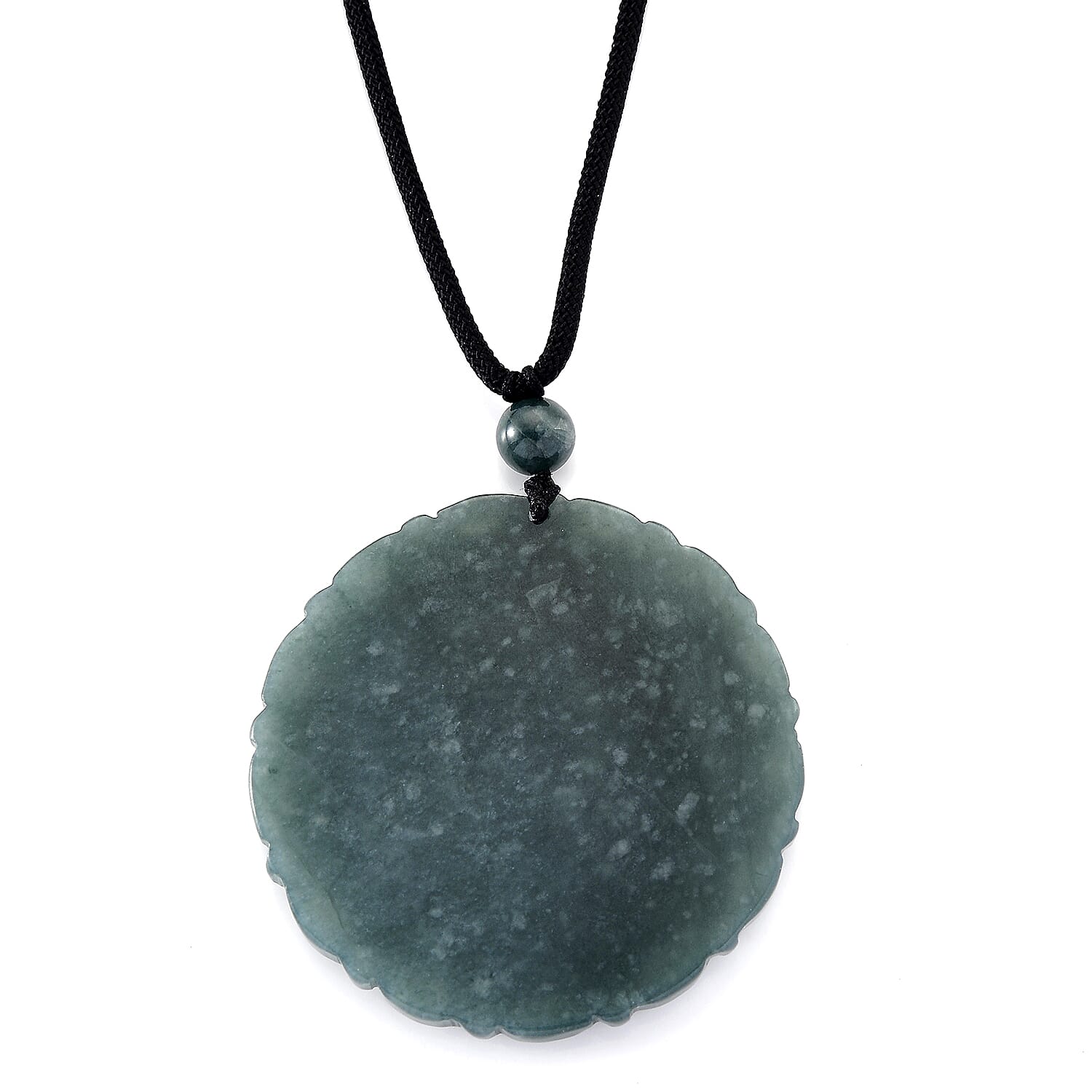 Natural Type A Jadeite Stone Phoenix Necklace with Black Cord (Size 28) 150.00 Ct.
