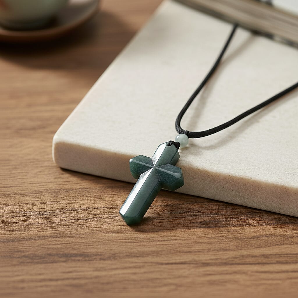 Natural Type A Jadeite Cross Necklace 55.00 Ct.