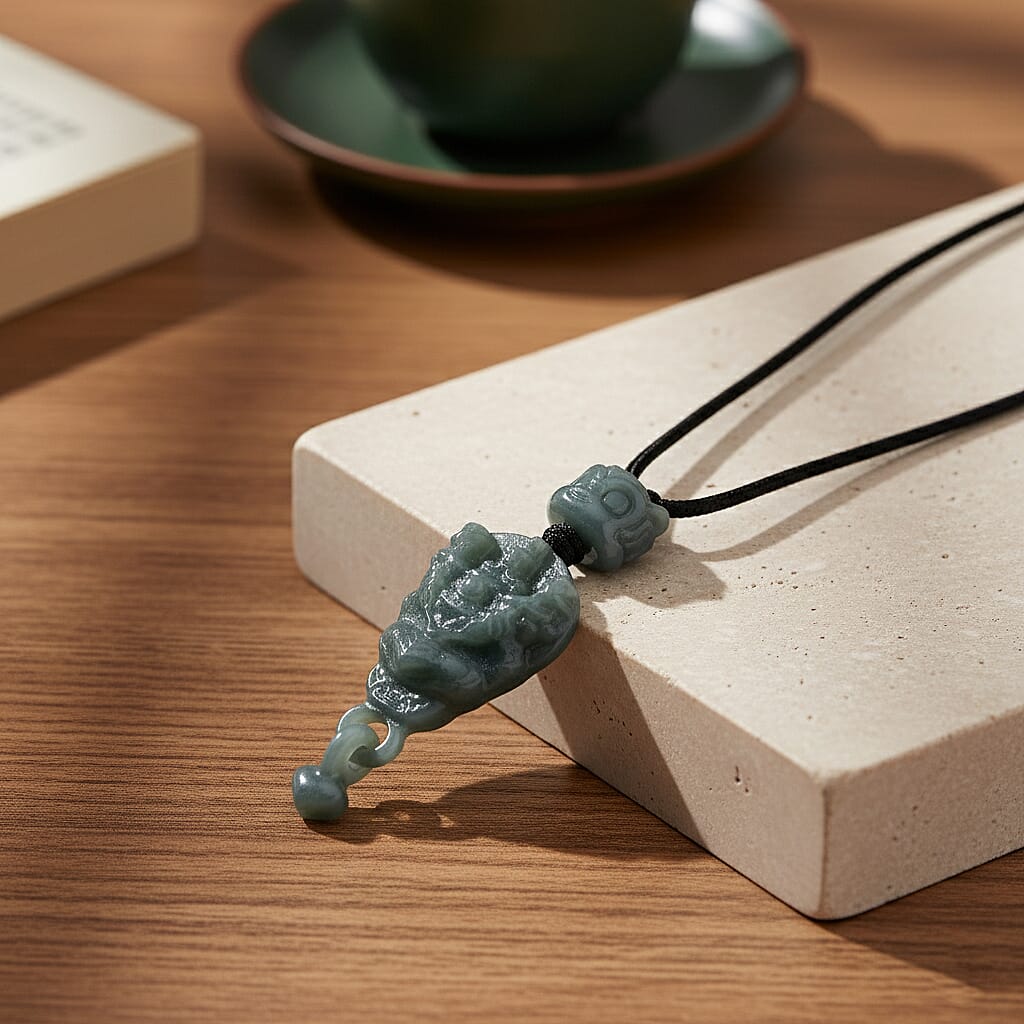 Natural Type A Jadeite Dragon Head Necklace 95.00 Ct.