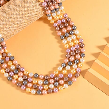 Multi Colour Shell Pearl Stone Necklace (Size - 100)