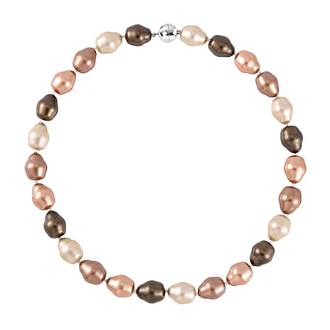 Multi Colour Baroque Shell Pearl Necklace (Size - 20) With Magnetic Clasp