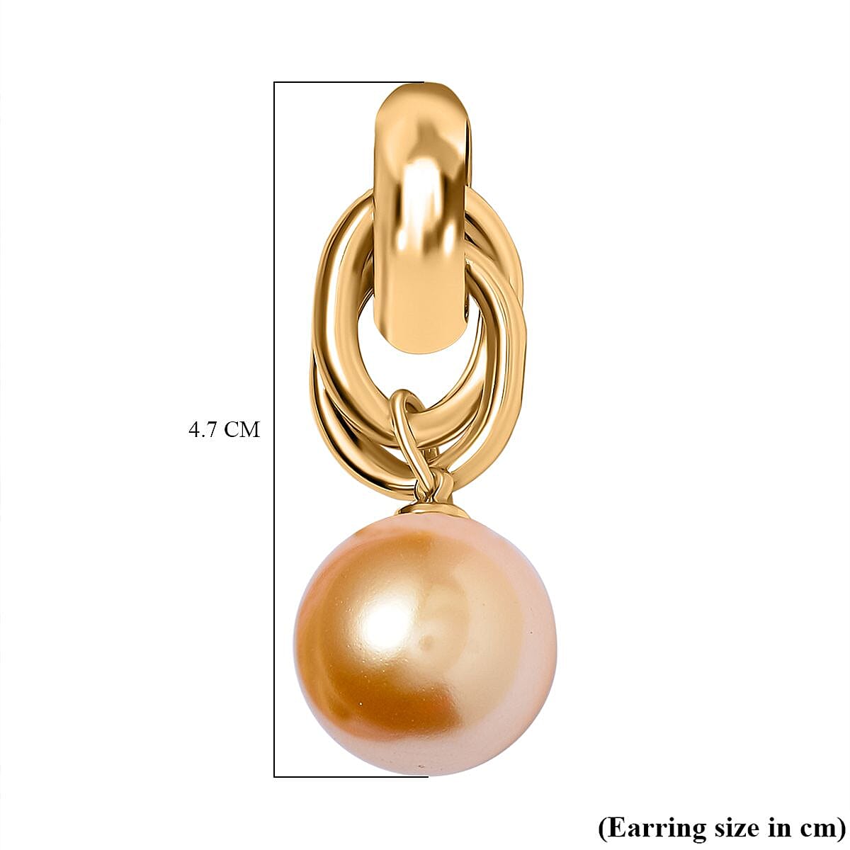Golden Colour Shell Pearl Drop Earring with Push Back