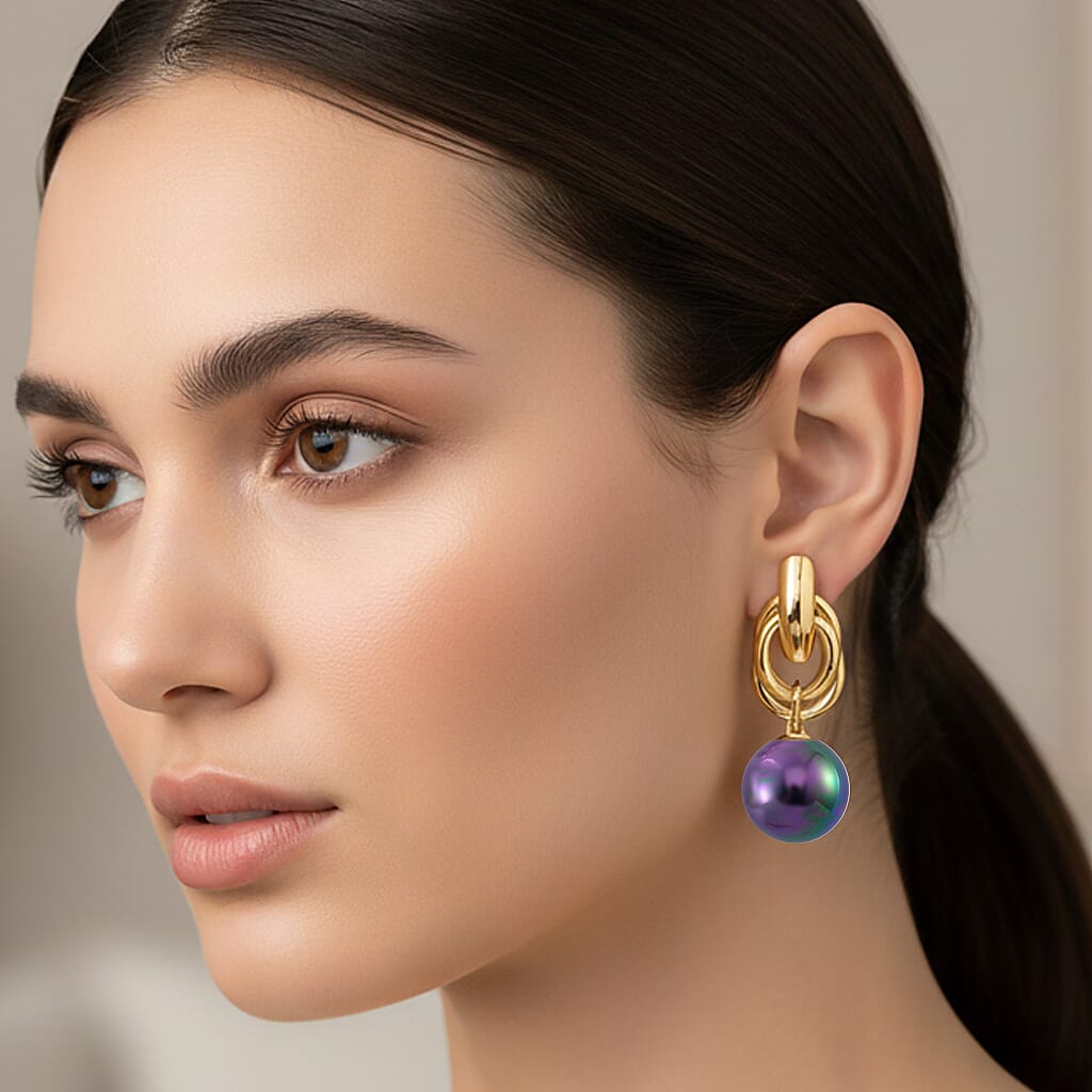 Tahitian Colour Shell Pearl Drop Earring with Push Back