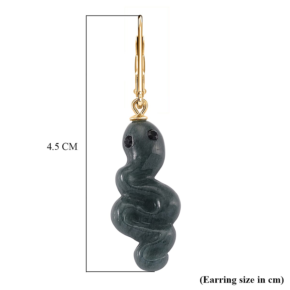 Natural Type A Jadeite & Black Spinel  Earring in Yellow Gold Plated Sterling Silver 14.50 Ct.