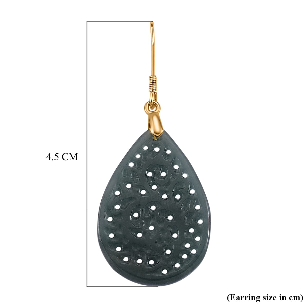 D'Joy Natural Type A Jadeite Beads Teardrop Earring in Yellow Gold Plated Sterling Silver 15.00 Ct.