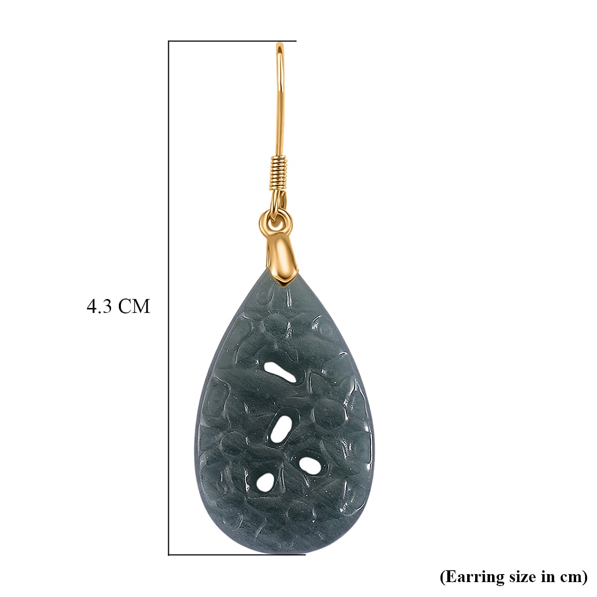 D'Joy Natural Jade Beads Teardrops Earring in Yellow Gold Plated Sterling Silver 20.00 Ct.