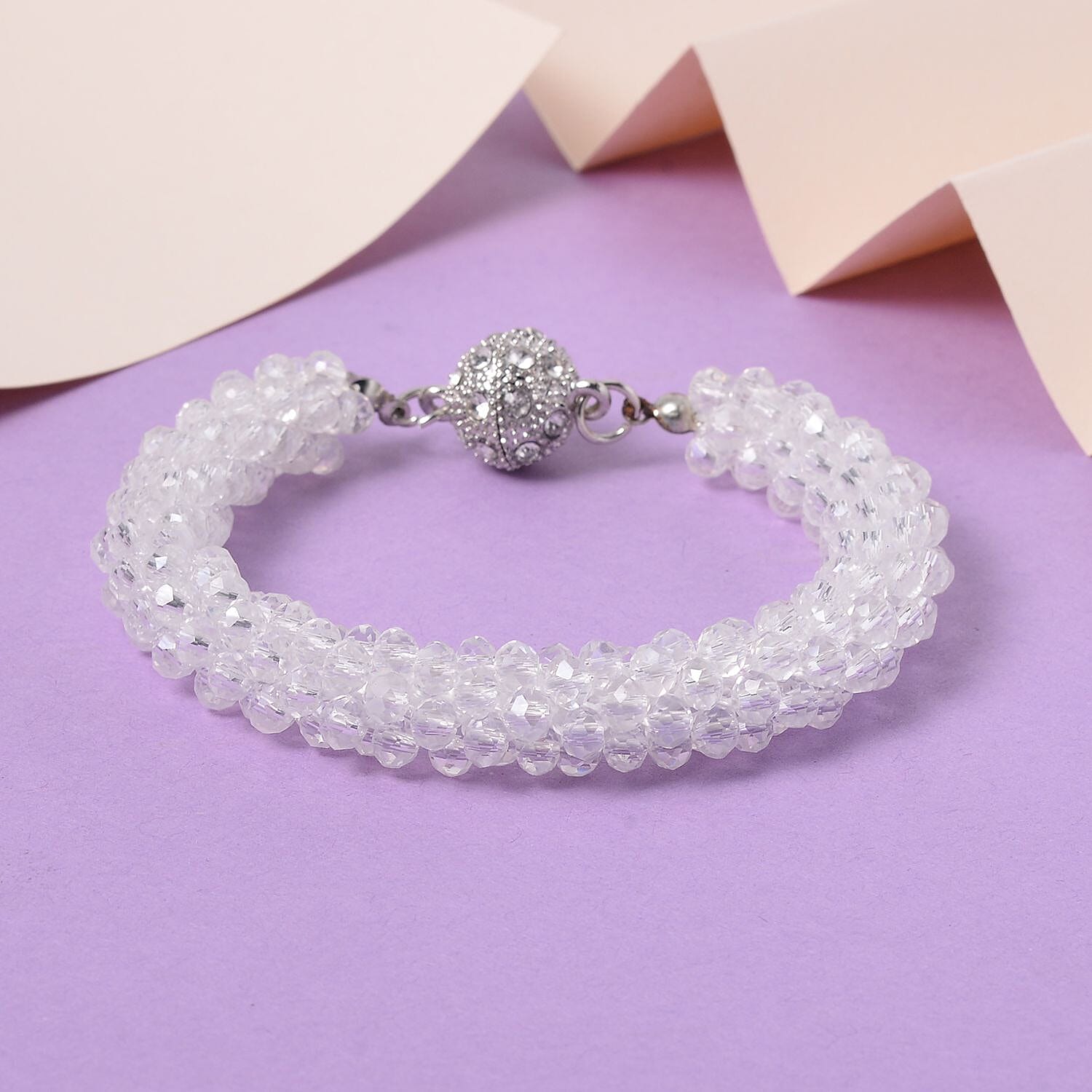White Crystal Fancy Bracelet (Size - 7.5)  0.020  Ct.