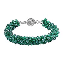 Green Crystal Bracelet (Size - 20) With Austrian Crystal Embellished Magnetic Clasp