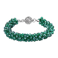 Green Crystal Bracelet (Size - 7.5in) With Austrian Crystal Embellished Magnetic Clasp