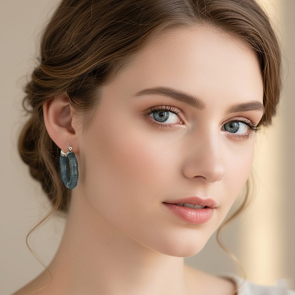 D'Joy Natural Type A Jadeite Beads Earring in Rhodium Overlay Sterling Silver 20.00 Ct.