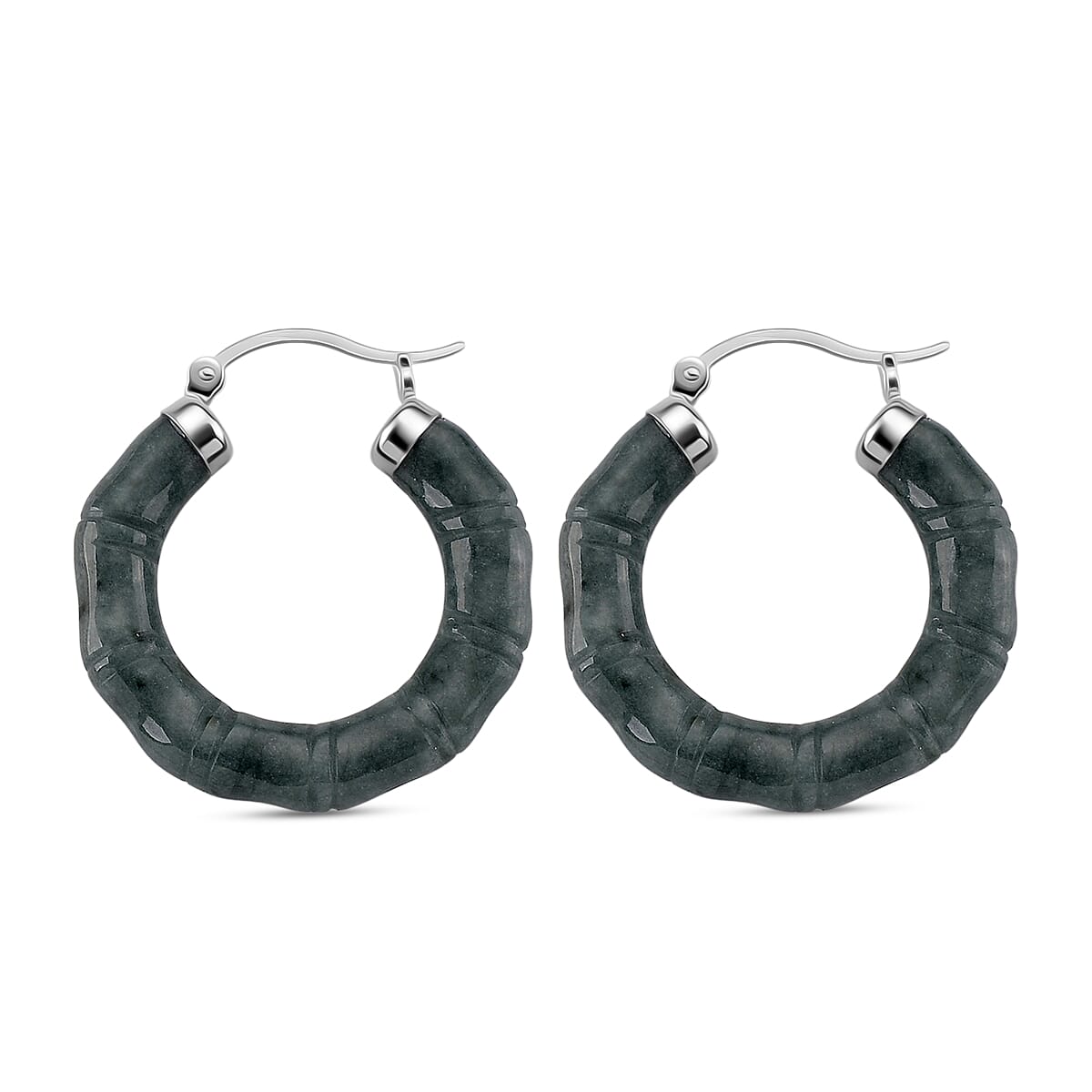 D'Joy Natural Type A Jadeite Beads Earring in Rhodium Overlay Sterling Silver 20.00 Ct.