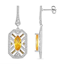 White Cubic Zirconia & Yellow Cubic Zirconia Earring with Push Back