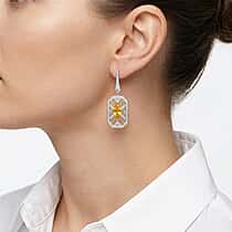 White Cubic Zirconia & Yellow Cubic Zirconia Earring with Push Back