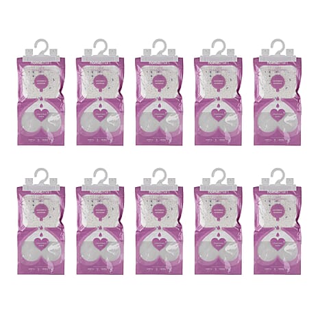 Home Smart 10-Pack Lavender Hanging Dehumidifier Bags - 220g Scented Moisture Absorber with Hook for Wardrobes, Cupboards and Caravans