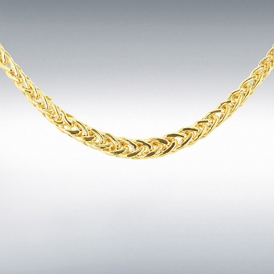 9K Yellow Gold Graduated Spiga Necklace (Size 18) with Lobster Clasp, Gold Wt. 6.30 Gms