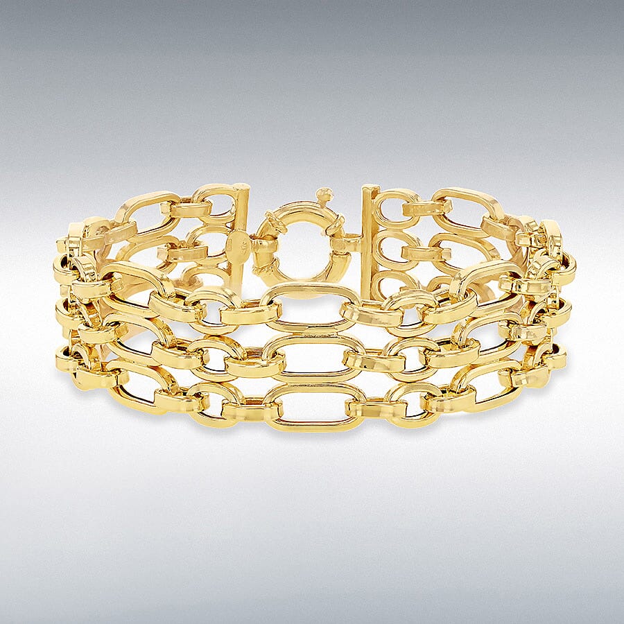 Designer Inspired - 9K Yellow Gold Figaro Bracelet (Size 8) with Senorita Clasp, Gold Wt. 16.40 Gms.