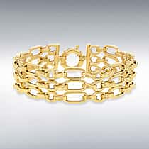 Designer Inspired - 9K Yellow Gold Figaro Bracelet (Size 8) with Senorita Clasp, Gold Wt. 16.40 Gms.