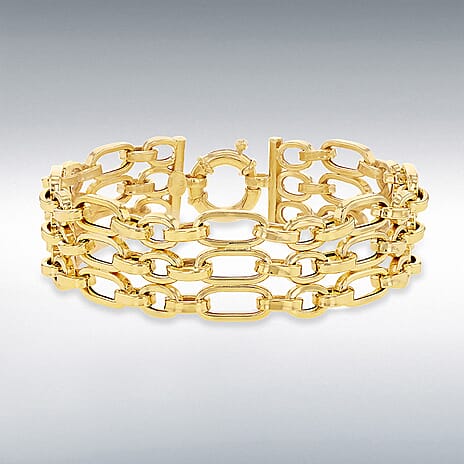 Designer Inspired - 9K Yellow Gold Figaro Bracelet (Size 8) with Senorita Clasp, Gold Wt. 16.40 Gms.