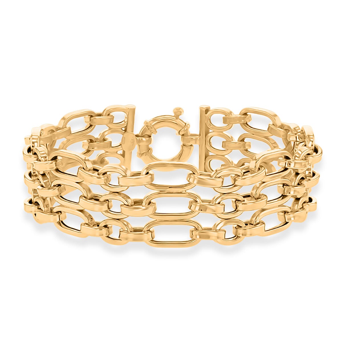 Designer Inspired - 9K Yellow Gold Figaro Bracelet (Size 8) with Senorita Clasp, Gold Wt. 16.40 Gms.