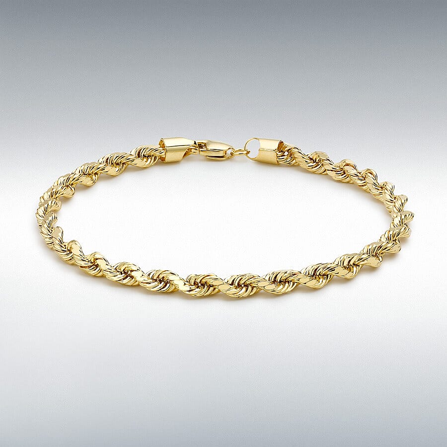 ONE CHANCE OFFER- Italian Closeout -  9K Yellow Gold Rope Bracelet (Size 7.5) Gold Wt. 4.20 Gms.