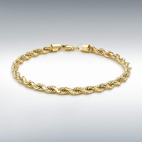 ONE CHANCE OFFER- Italian Closeout -  9K Yellow Gold Rope Bracelet (Size 7.5) Gold Wt. 4.20 Gms.