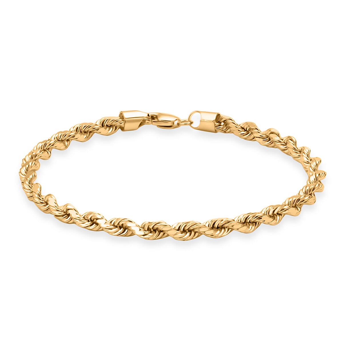 ONE CHANCE OFFER- Italian Closeout -  9K Yellow Gold Rope Bracelet (Size 7.5) Gold Wt. 4.20 Gms.