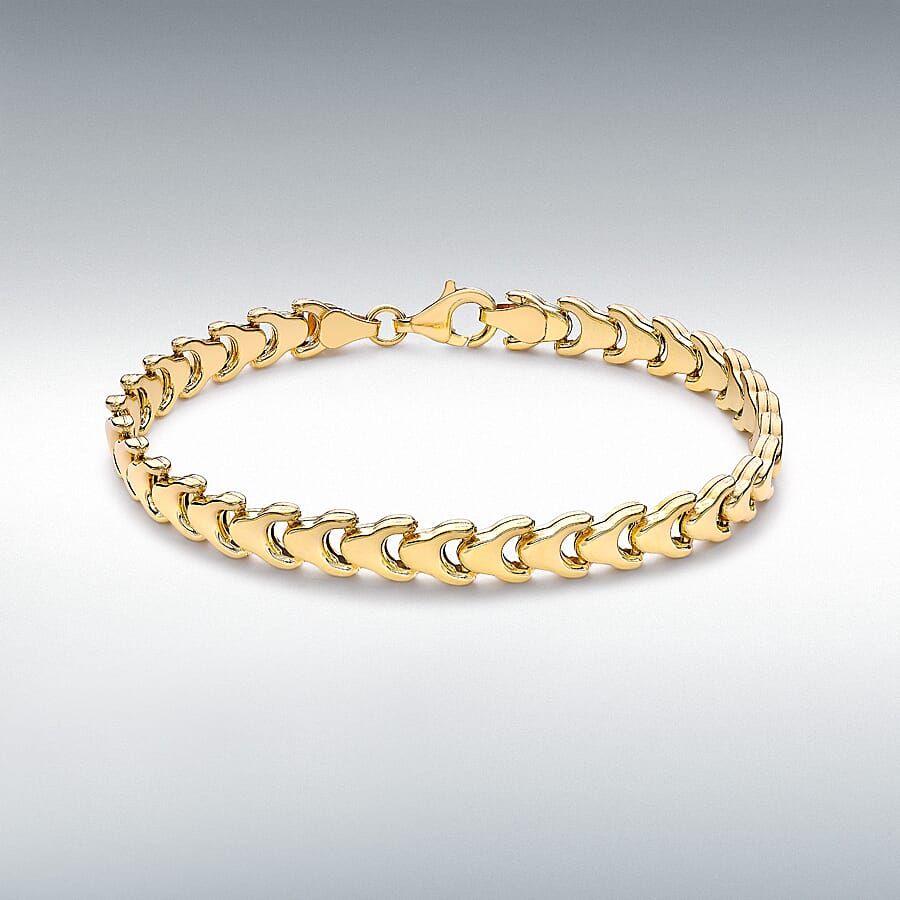 Designer Inspired Closeout - 9K Yellow Gold Chevron Bracelet (Size 7.5) with Lobster Clasp, Gold Wt. 5.20 Gms.