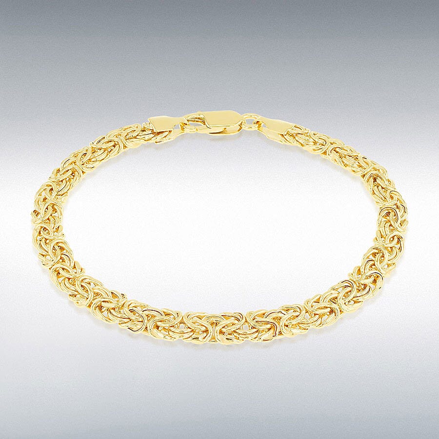 9K Yellow Gold Handmade Byzantine Bracelet (Size 7) with Lobster Clasp, Gold Wt. 6.40 Gms.