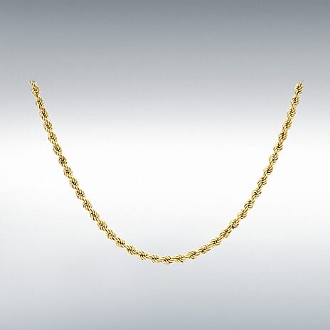 9K Yellow Gold Rope Necklace (Size 24) with Spring Ring Clasp, Gold Wt. 11.90 Gms.
