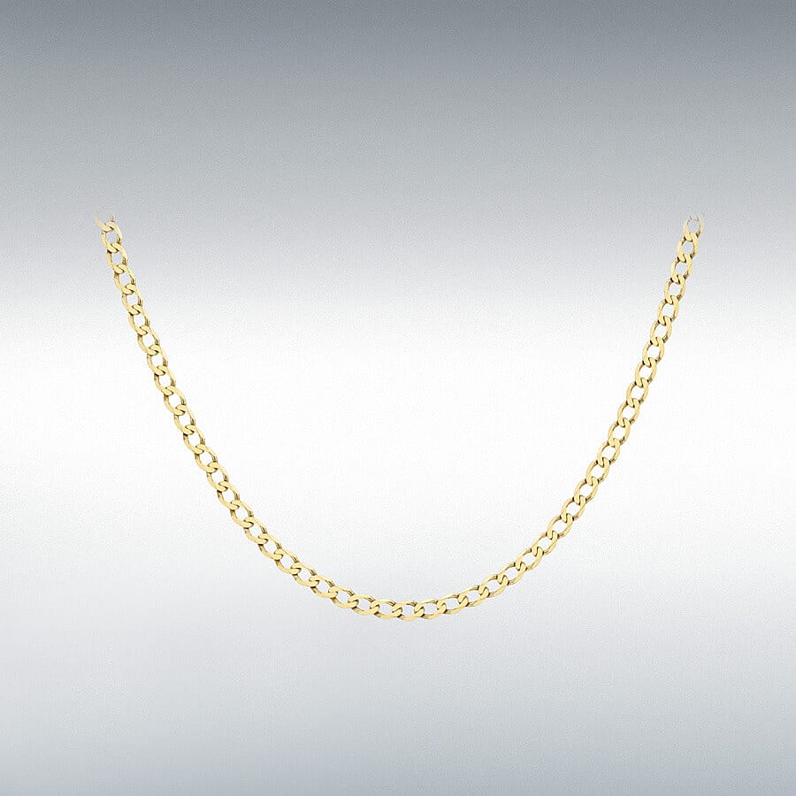 Close Out Deal - 9K Yellow Gold Flat Curb Necklace (Size 20) with Lobster Clasp, Gold Wt. 10.15 Gms