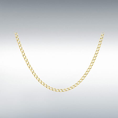 Close Out Deal - 9K Yellow Gold 4.5MM Flat Curb Necklace (Size 20) with Lobster Clasp