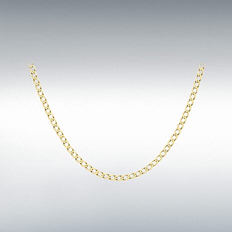 Close Out Deal - 9K Yellow Gold Flat Curb Necklace (Size 20) with Lobster Clasp, Gold Wt. 10.15 Gms
