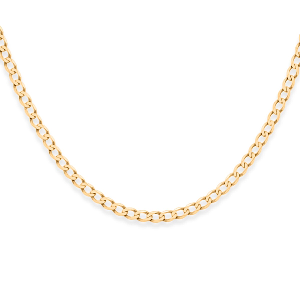 Close Out Deal - 9K Yellow Gold Flat Curb Necklace (Size 20) with Lobster Clasp, Gold Wt. 10.15 Gms