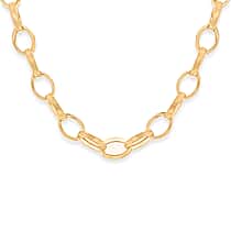 9K Yellow Gold 7.8MM Text Oval Belcher Necklace with Lobster Clasp 20 Inch
