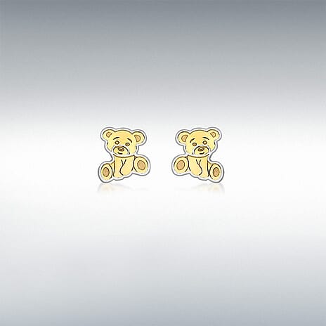 9K Yellow & White Gold Teddy Earring with Push Back