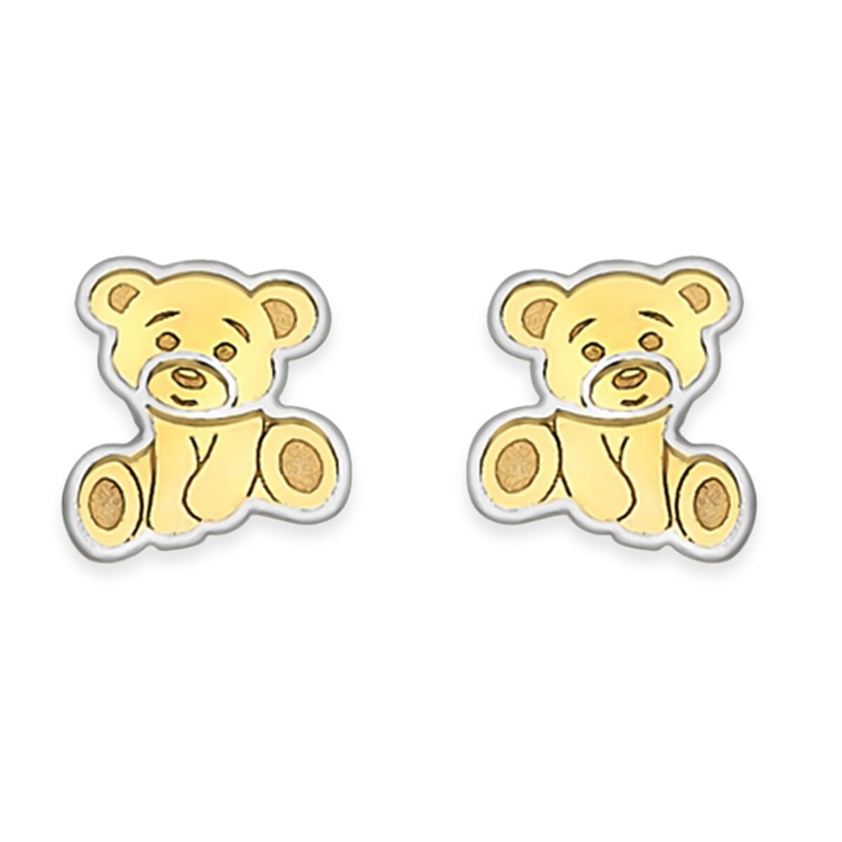 9K Yellow & White Gold Teddy Earring with Push Back