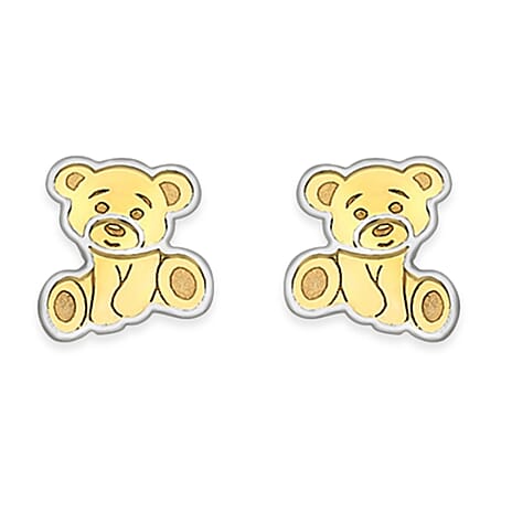 9K Yellow & White Gold Teddy Earring with Push Back