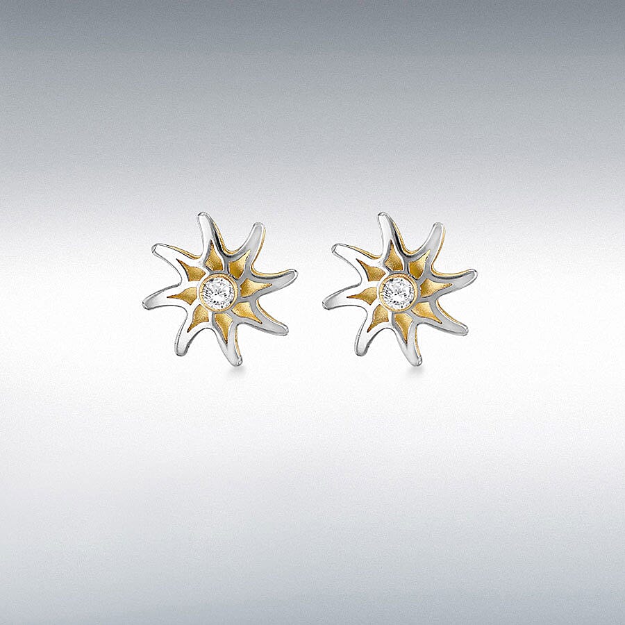 9K Yellow & White Gold Star Earring with Push Back