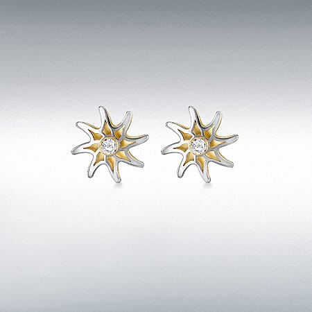 9K Yellow & White Gold Star Earring with Push Back