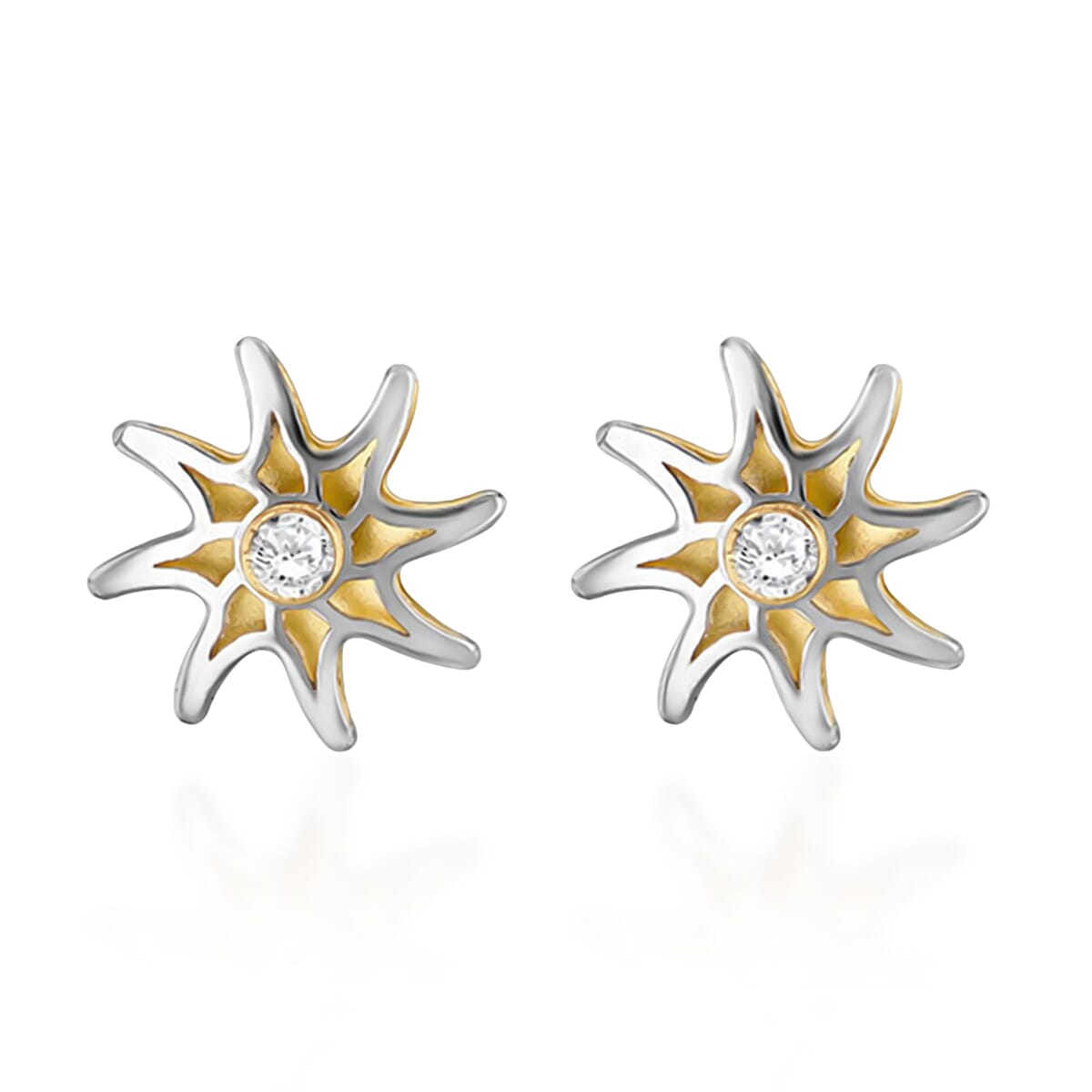 9K Yellow & White Gold Star Earring with Push Back